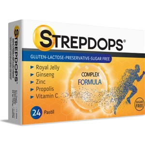 Strepdops Arısütü, Ginseng, Zinc, Propolis, C Vitamini Şekersiz 24 Pastil