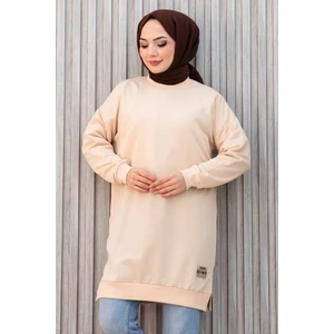 Armalı Yırtmaç Detay Tunik 1665 - Bej