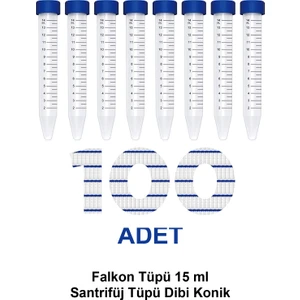 Falkon Tüpü 15 ml / Santrifüj Tüpü - Dibi Konik - 100 Adet