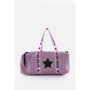 Icone Bag Kız Çocuk Yıldız Baskılı Spor Çanta, Yan Cepli Spor Çanta, Fermuarlı Detaylı Çocuk Spor Çanta