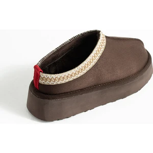 Friend & Trend Süet Içi Kürklü Düz Taban Sabo Kışlık Kadın Terlik TZZ