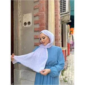 Bambu Crash Şal Tesettür Beyaz