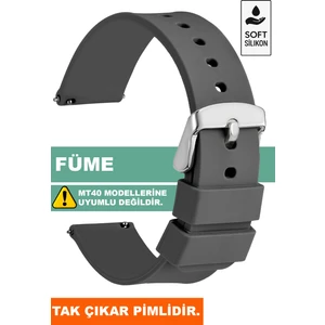 Tcl Movetime MT42-MT42X Family Saat Uyumlu Füme Renk Silikon Saat Kordonu 71GMS