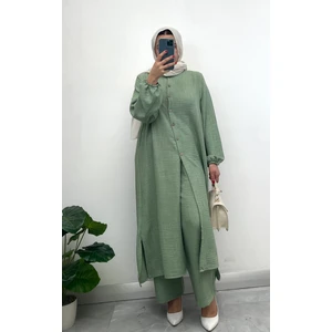 Keten Yarım Düğmeli Takım