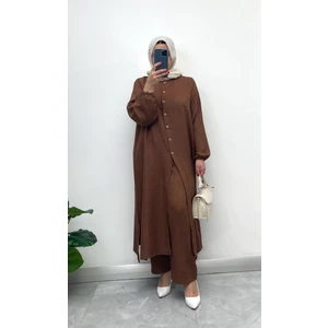 Keten Yarım Düğmeli Takım