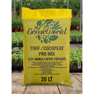 Aymen Çiçekçilik Green World 20 Litre Ithal Çok Amaçlı Bitki Toprağı Torf Cocopeat Pro Mix - Kokopit Özel Karışım Saksı Harcı