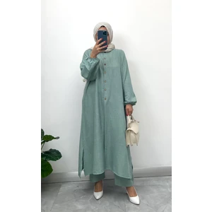 Keten Yarım Düğmeli Takım