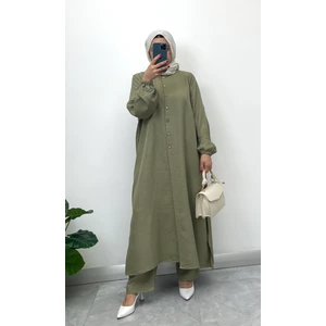 Keten Yarım Düğmeli Takım