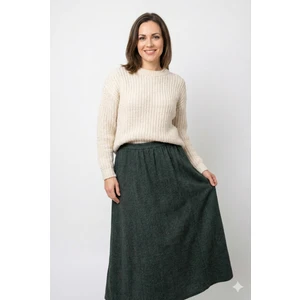 Kadın Kışlık Parçalı Anne Etek Balıksırtı Desenli Şardonlu Beli Lastikli Pamuklu Kalın Doku