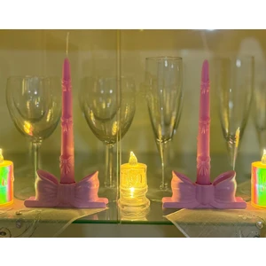 Pembe Fiyonklu Şamdan (mum dahil)