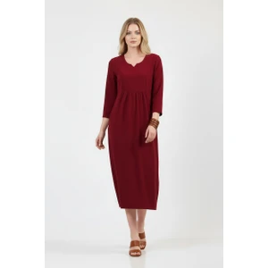 Bordo Yarım Kol Elbise