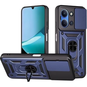 Xiaomi Redmi 15C Uyumlu Kılıf Pars Sürgülü Kamera Korumalı Yüzüklü Sert Silikon Lacivert