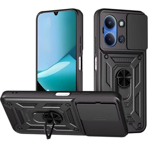 Xiaomi Redmi 15C Uyumlu Kılıf Pars Sürgülü Kamera Korumalı Yüzüklü Sert Silikon Siyah