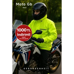 Kadın Erkek Moto GB Neon Motosiklet Yağmurluğu Outdoor Yağmurluk Cepli File Astarlı Kapşonlu Hafif Su Geçirmez Alt Üst Takım Motorcu Yağmurluk Orjinal