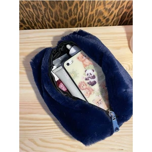 Mute Bag Night Blue Peluş Makyaj Çantası / Lacivert Peluş Makyaj Çantası (20*10)