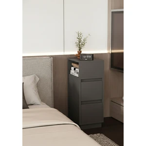 Mobilya Pratik Alve Dar Komodin – 2 Çekmeceli, Değiştirilebilir Komodin Açık Bölmeli Yan Sehpa Yatak Odası & Oturma Odası Minimal Tasarım