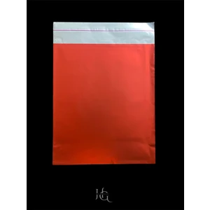 HG Tedarik 20 Adet 25X35 cm Bantlı Metalize Lüks Hediye Paketi Poşeti, Hediye Poşeti ( 25X30+5 Cm, Kırmızı)