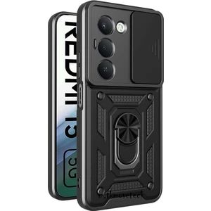 M.TK Moveteck Xiaomi Redmi 15 Kılıf Kamera Korumalı Sürgülü Yüzüklü Armor Military Tank Kızaklı Sert Silikon Kapak