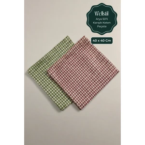 Arya | 50'li Karışık Renkli Keten Pötikare Peçete 40 x 40 cm