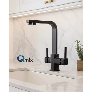 ASİL SU ARMATÜRLERİ Arıtmalı Lüx Kare Mutfak Eviye Bataryası-Siyah