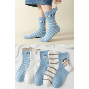 5 Çift Inek Desenli Kadın Çorap