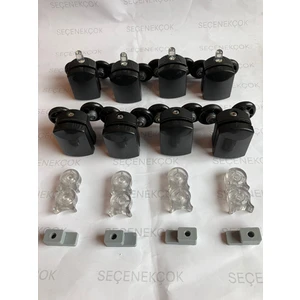 Seçenek Çok Cam Duşakabin Tekerleği Metal Gövde Siyah 8'li Tam Set