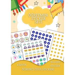 4 Sayfa Öğretmen Sticker Seti Öğrenci/ Ödül/ Ödev Stickerı/a5 Boyutu