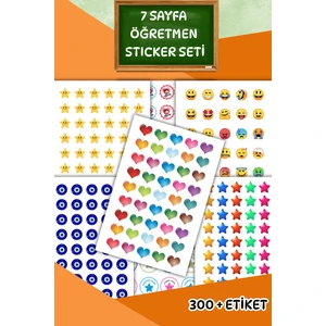 7 Sayfa Öğretmen Sticker Seti Öğrenci/ Ödül/ Ödev Stickerı/a5 Boyutu