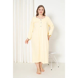 %100 Pamuklu Mevsimlik Uzun Kollu Penye Büyük Beden Anne Geceliği 833