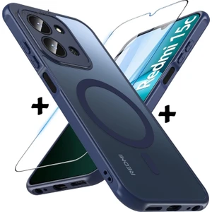 M.TK Moveteck Xiaomi Redmi 15C Kılıf Mat Magsafe Şarj Özellikli Hassas Butonlu Yumuşak Renkli Kenarlı Kapak + Ekran Koruyucu Cam Set 2in1