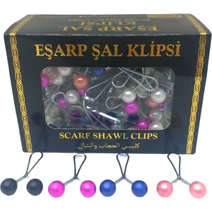 Renkli 100 Parça  Eşarp Başörtü - Şal Klipsi (4887)