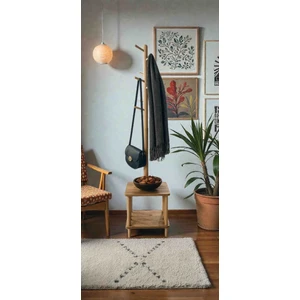 Mitad Ahşap Ayaklı Portmanto Askılık Atlantik Çam Desenli Kayın Ağacı Ayaklı