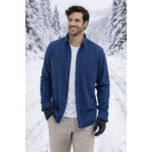 Parlament Mavi Erkek Kalın Kışlık Oduncu Gömlek | Çift Cepli | Pamuklu | Rahat Kalıp