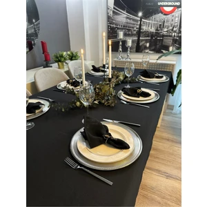 Decamor Home Keten Dokulu Siyah Masa Örtüsü (Peçete Dahil Değil )