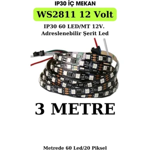 WS2811 IP30 Adreslenebilir Argb Piksel Şerit LED / 12VOLT