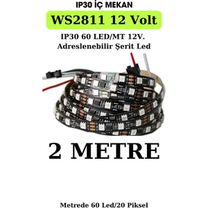 Ankara Teknik WS2811 IP30 Adreslenebilir Argb Piksel Şerit LED / 12VOLT