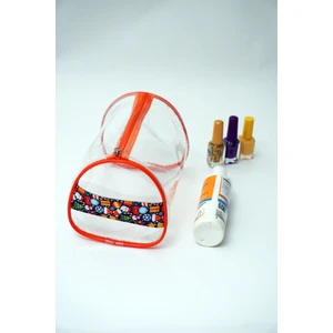 Rof Bag Noel, Yılbaşı Konseptli Büyük Boy Turuncu Şeffaf Tatil, Plaj, Kozmetik ,makyaj Ve Bakım Çantası