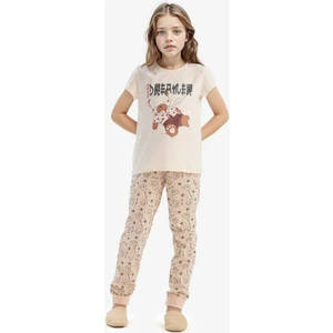 Kız Çocuk Pijama Takımı Baskılı Kısa Kollu Üst Desenli Alt E2222A825SP