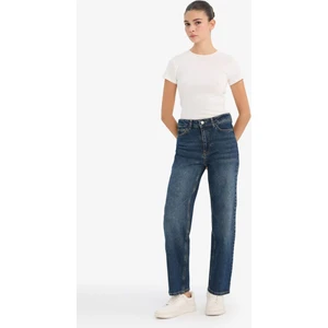 Comfort Straight Yüksek Bel Bilek Boy Jean Yıkamalı Pantolon D8154AX25AU