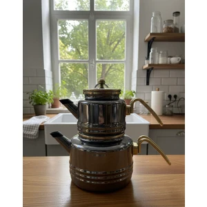 Alev Emaye Vintage Emaye Çaydanlık Heybeli