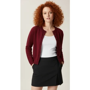 Kadın Bisiklet Yaka Basic Triko Hırka