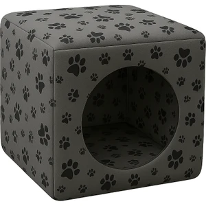 Kedi Yatağı ve Kedi Evi Fonksiyonlu Pati Desenli Dönüşebilen Kapalı Kedi Evi 40 cm