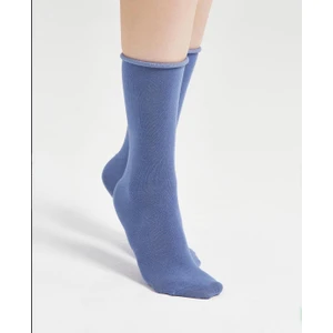 Kadın Roll Top Lastiksiz Bambu Çorap Indigo