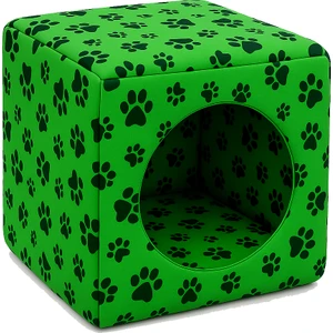 Kedi Yatağı ve Kedi Evi Fonksiyonlu Pati Desenli Dönüşebilen Kapalı Kedi Evi 40 cm