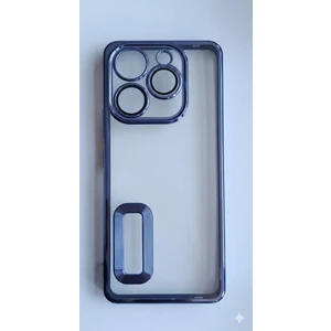 Tecno Spark 20 Pro Kılıf Logo Yeri Açık Kamera Lens Korumalı Renkli Kenarlı Şeffaf Silikon