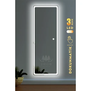 Karaçam Dekor Lazer Kumlamalı LED Işıklı 3 Renkli Dokunmatik Boy Aynası