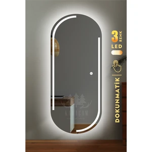 Karaçam Dekor Lazer Kumlamalı LED Işıklı 3 Renkli Dokunmatik Boy Aynası