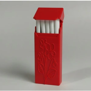 10'lu  Uzun Silim Sigara Kutusu Sert Plastik 1 Adet Şık Tasarım Kırmızı Renk