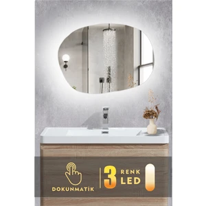 Karaçam Dekor LED Işıklı Asimetrik 3 Renkli Dokunmatik Banyo ve Konsol Aynası
