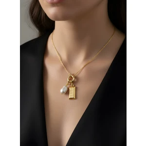 NKT Collection Incili Külçe Altın Kolye